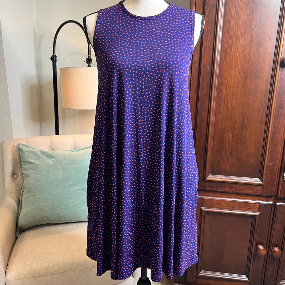 Nicole Miller Navy Red Mini Polka Dot Swing Sundress
